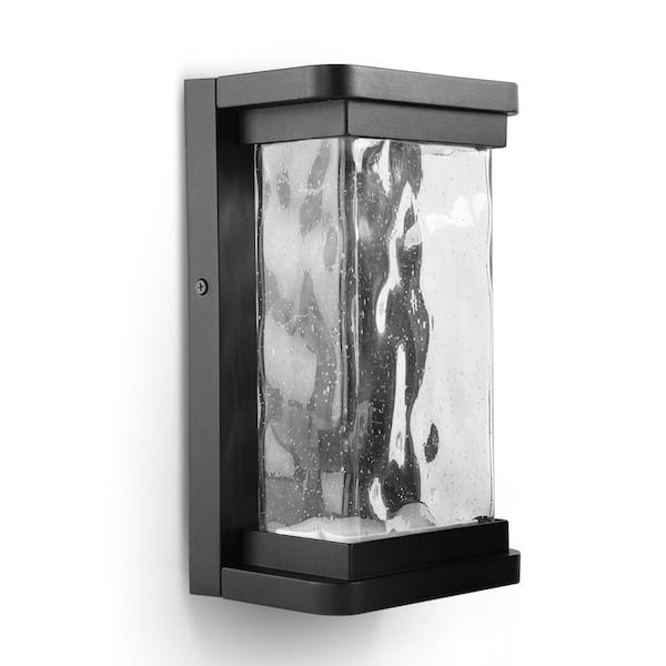 LUTEC 1-Light Black Integrated LED Outdoor Sconce Wall Light with Dusk to Dawn