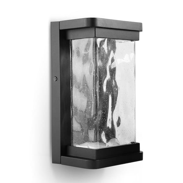 1-Light Black Integrated LED Outdoor Sconce Wall Light with Dusk to Dawn