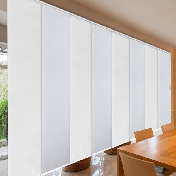 EMOH Crystalline 130 in. - 175 in. W x 94 in. L Adjustable 8- Panel White Double Rail Panel Track with 23.5 in. Slates