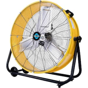 24 in. 3-Speed High Velocity heavy-duty Drum Fan in Yellow with Tilting Head and 8 ft. Cord