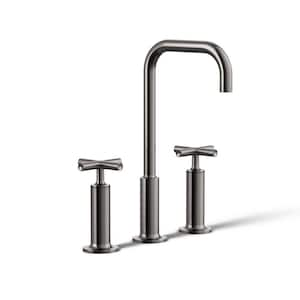 Purist Widespread Double Handle 1.2 GPM Bathroom Sink Faucet with Cross Handles in Vibrant Titanium