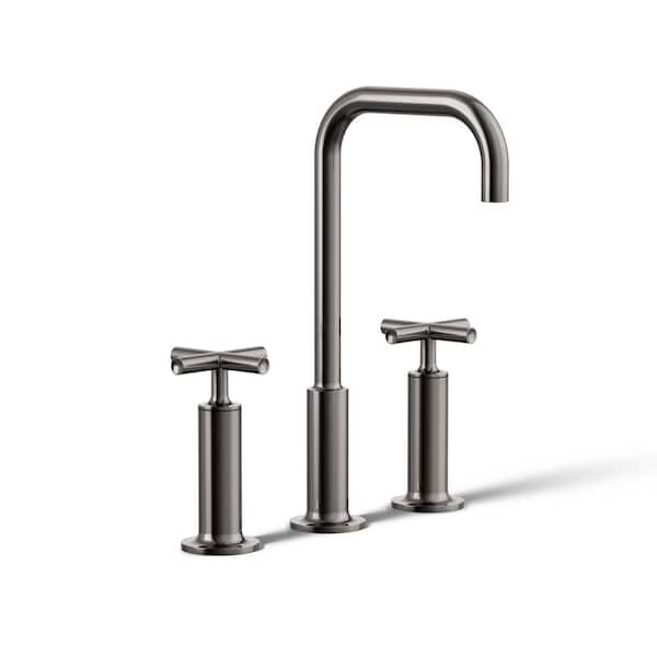 KOHLER Purist Widespread Double Handle 1.2 GPM Bathroom Sink Faucet with Cross Handles in Vibrant Titanium