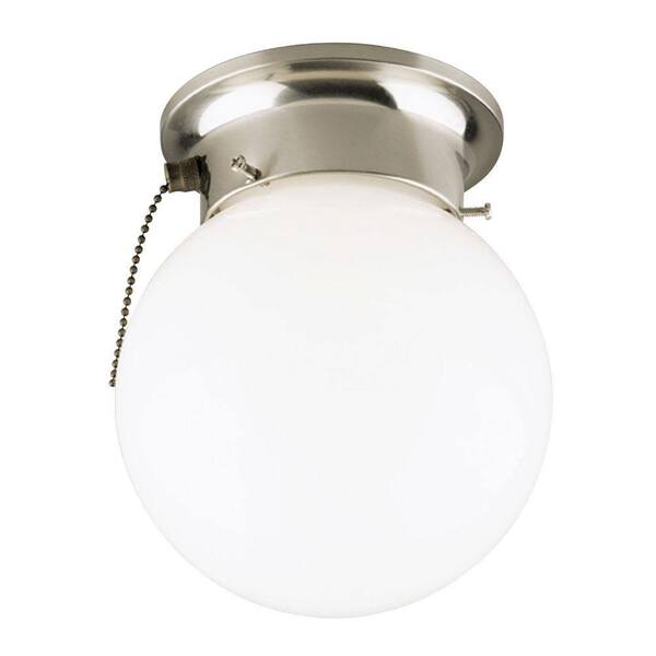 With Pull Chain And White Glass Globe, Globe Ceiling Light Fixture