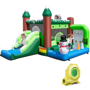 Snowman Kids Jumping House Inflatable Bouncing Castle Bounce House w/Ball Pit 735-Watt Blower Repair Kit and Carry Bag