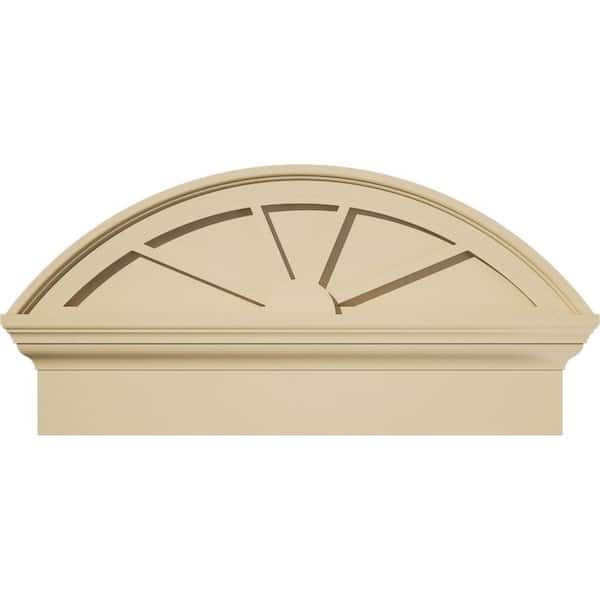 Ekena Millwork 26-in. W x 13-3/8-in. H x 2-3/4-in. P Segment Arch 4 Spoke Signature Urethane Combination Pediment, Primed Tan