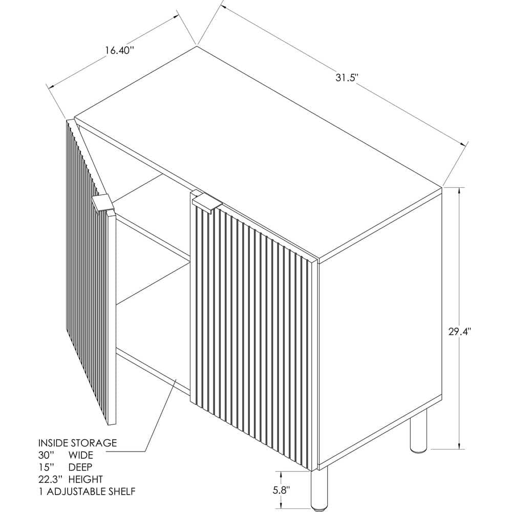 Sango Merk Contemporary 2-Door Cabinet with Adjustable Shelf