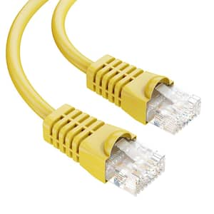 250 ft. Yellow CMR Cat 5e 350MHz 24AWG Solid Bare Copper Ethernet Network Data Cable with RJ45 Plug-Indoor/Outdoor