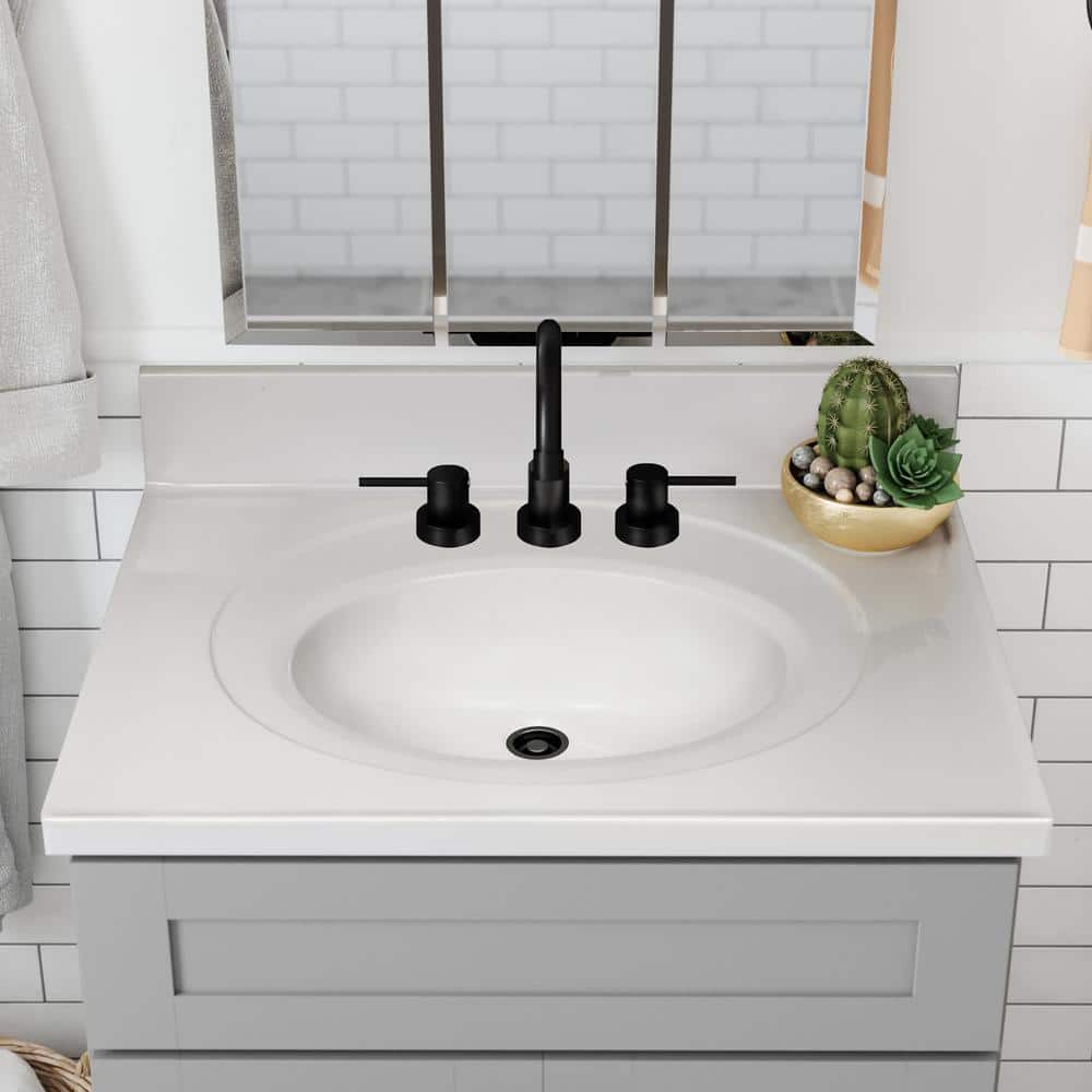 Solid White Cultured Marble 31-Inch Vanity Top with Backsplash