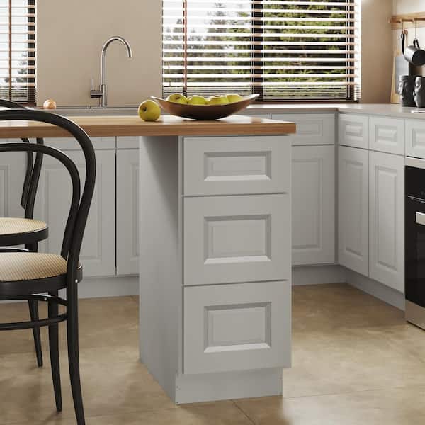 Hausvita 15 in. W x 24 in. D x 34.5 in. H Ready to Assemble Plywood Base Kitchen Cabinet with 3-Drawers in Traditional Dove