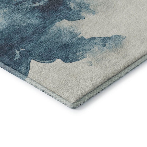 Mayfield Premium Machine Washable Abstract AMF1801 Navy 8 ft. x 10 ft. Area Rug