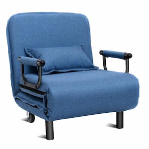 25 in. Width Big and Tall Blue Polyester Convertible Ergonomic Recliner