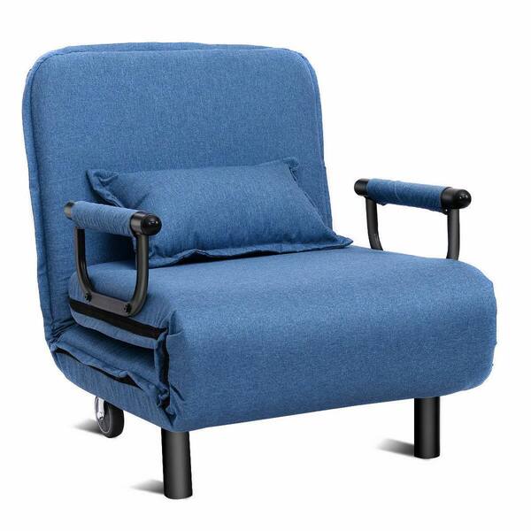 Costway 25 in. Width Big and Tall Blue Polyester Convertible Ergonomic Recliner