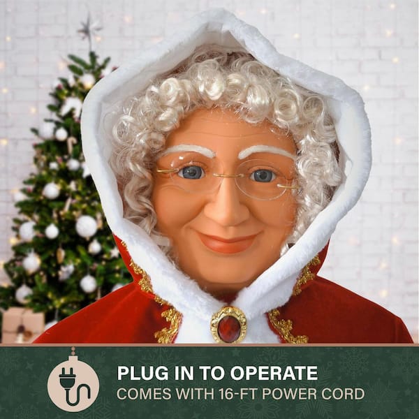 Fraser Hill Farm 58 in. Dancing Mrs.Claus with Hooded Cloak and