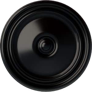 12" x 1-3/4" Reece Urethane Ceiling Medallion (Fits Canopies upto 2-3/8"), Hand-Painted Jet Black