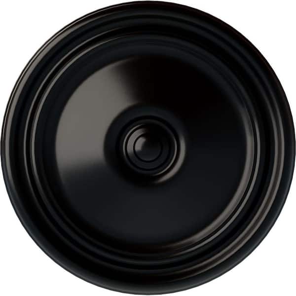 Ekena Millwork 12" x 1-3/4" Reece Urethane Ceiling Medallion (Fits Canopies upto 2-3/8"), Hand-Painted Jet Black