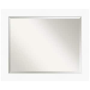 Medium Rectangle Matte White Beveled Glass Modern Mirror (27.5 in. H x 33.5 in. W)