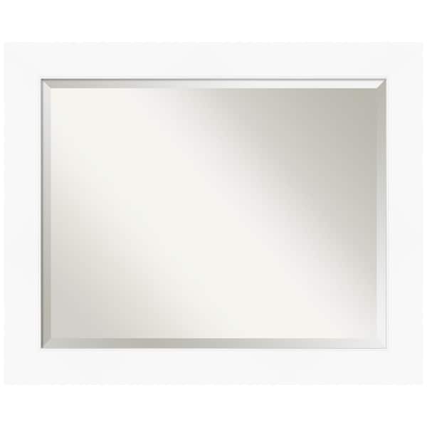 Amanti Art Medium Rectangle Matte White Beveled Glass Modern Mirror (27.5 in. H x 33.5 in. W)
