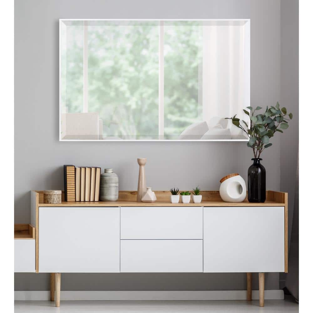 Modern Simplicity 24.75" x 36.75" White Frame Rectangular Wall Mirror