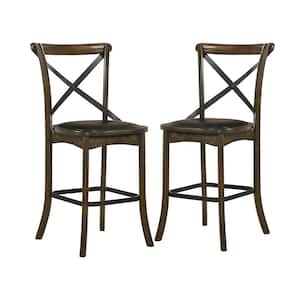 Renly 24.63 in. Burnished Oak and Espresso Counter Height Chairs (Set of 2)
