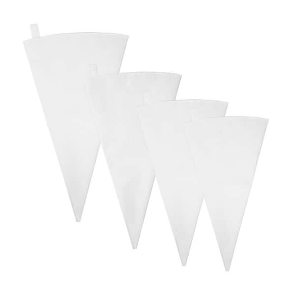 4-Pack Canvas White Reusable Pastry Piping Bags Set Fabric Icing Cake Decorating Bags with Tipless Design