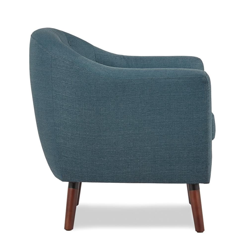 Scandinavian Blue Barrel Accent Chair in Solid Wood