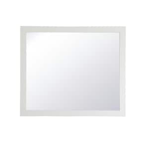36 in. H x 42 in. W Rectangle Framed White Modern Vanity Mirror