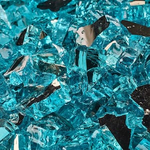 1/4 in. 10 lbs. Reflective Tahitian Blue Original Fire Glass for Indoor and Outdoor Fire Pits or Fireplaces