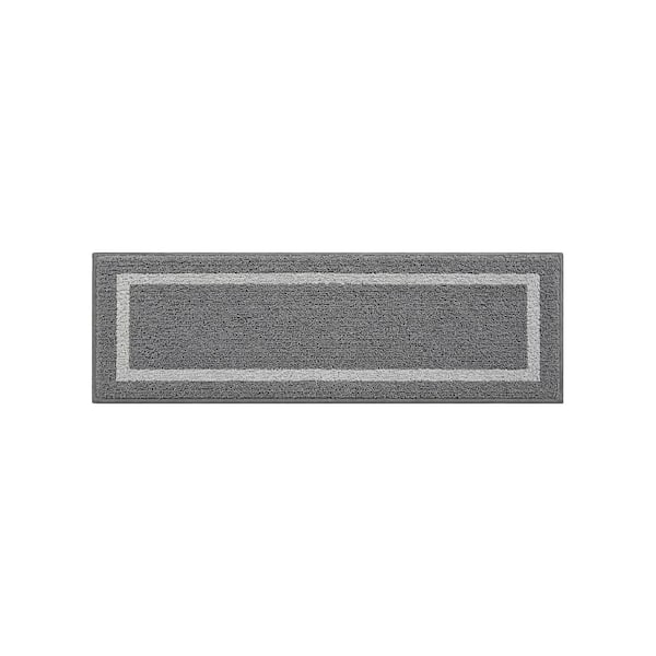 Grey Tufted 9 in. x 28 in. Non-Slip Carpet Polyester Stair Tread Cover Set of 10