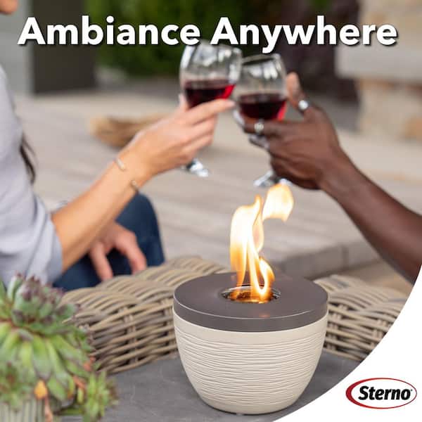 Sterno CandleLamp Small Tabletop Firepit Cocoa and Sand with Dark