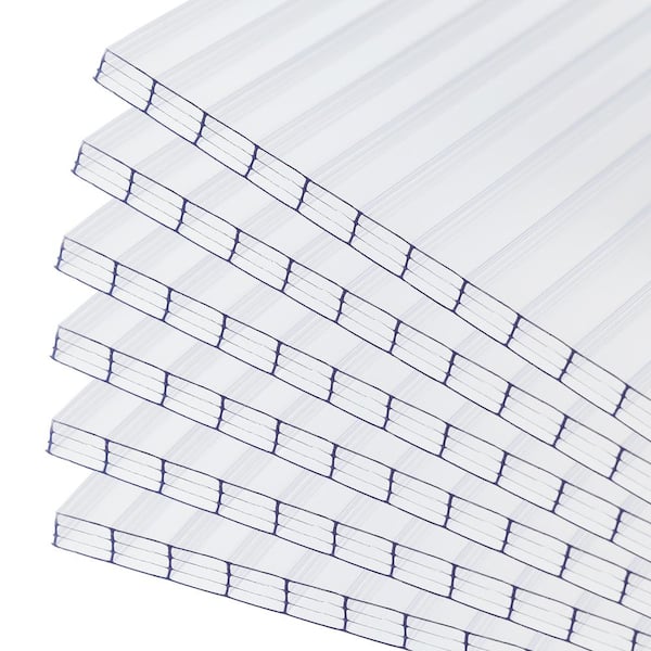 Aoodor 24 in. W x 48 in. D x 25/64 in. (10 mm) Clear Multi-Wall Polycarbonate Sheet Greenhouse Panels (6-Pack)