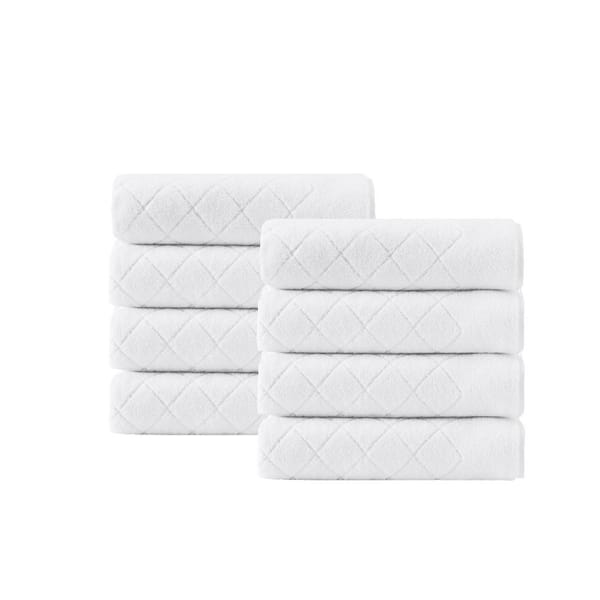 Unbranded Gracious 8-Pieces White Turkish Cotton Hand Towels