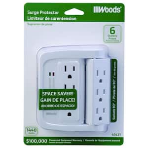 6-Outlet 1440-Joule Plug-In Space Saver Swivel Surge Protector