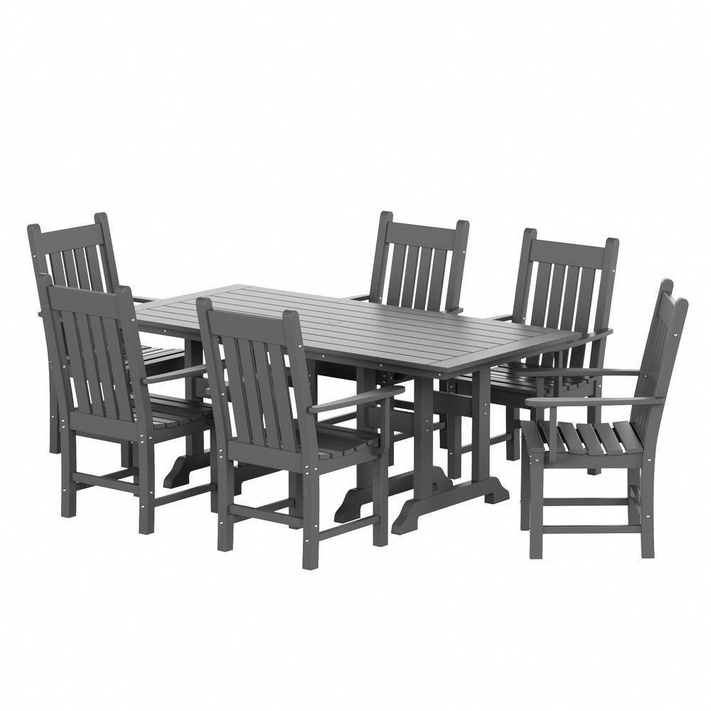 Gray HDPE Square Arm Outdoor Dining Chair