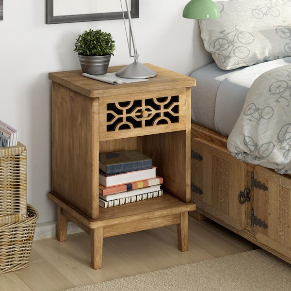 Uhrichsville 1 - Drawer Iron Nightstand Loon Peak Color: Brown