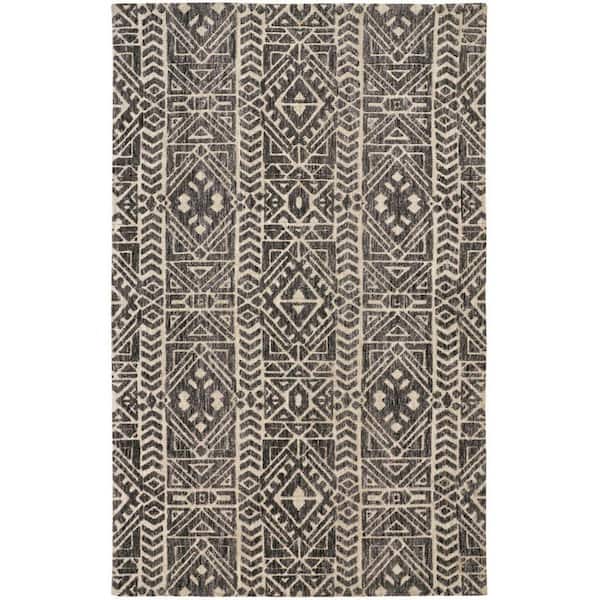 HomeRoots Gray, Ivory 10 ft. x 13 ft. Striped Area Rug