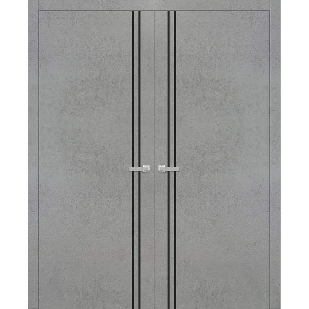 72 in. x 96 in. Concrete Finished Universal/Reversible Frosted Glass Solid Wood Assembly Required Interior Door Kit price history on PriceWatchPro