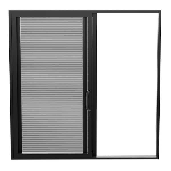 96 in. x 96 in. Matte Black Universal Handing Aluminum Sliding Patio Door with Aluminum Frame and Lockset