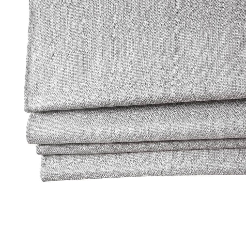Gray Fabric Cordless Blackout Roman Shade with Basketweave Texture