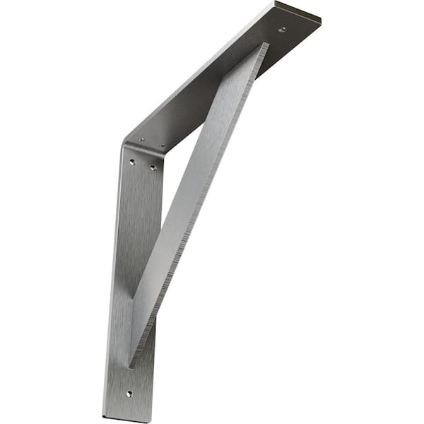 Ekena Millwork 12 in. x 2 in. x 12 in. Stainless Steel Unfinished Metal Traditional Bracket