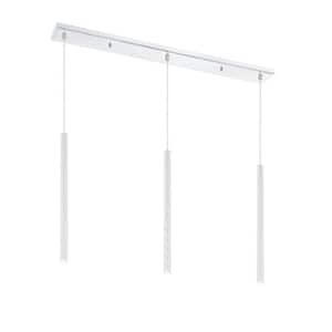 Forest 5-Watt 3-Light Integrated LED Chrome Shaded Chandelier with Matte White Steel Shade