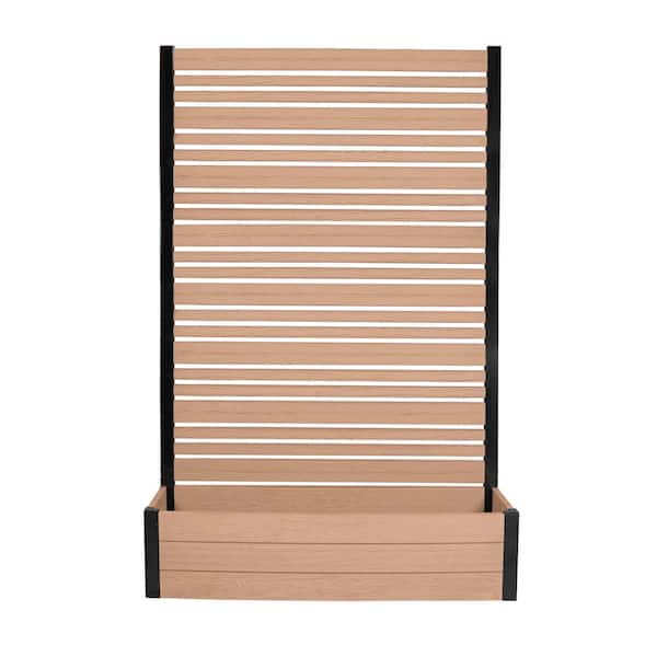 Enclo Privacy Screens Florence 6 ft. x 4 ft. x 1 ft. Cedar Freestanding Wood Tek Vinyl Privacy Screen and Planter Box Kit