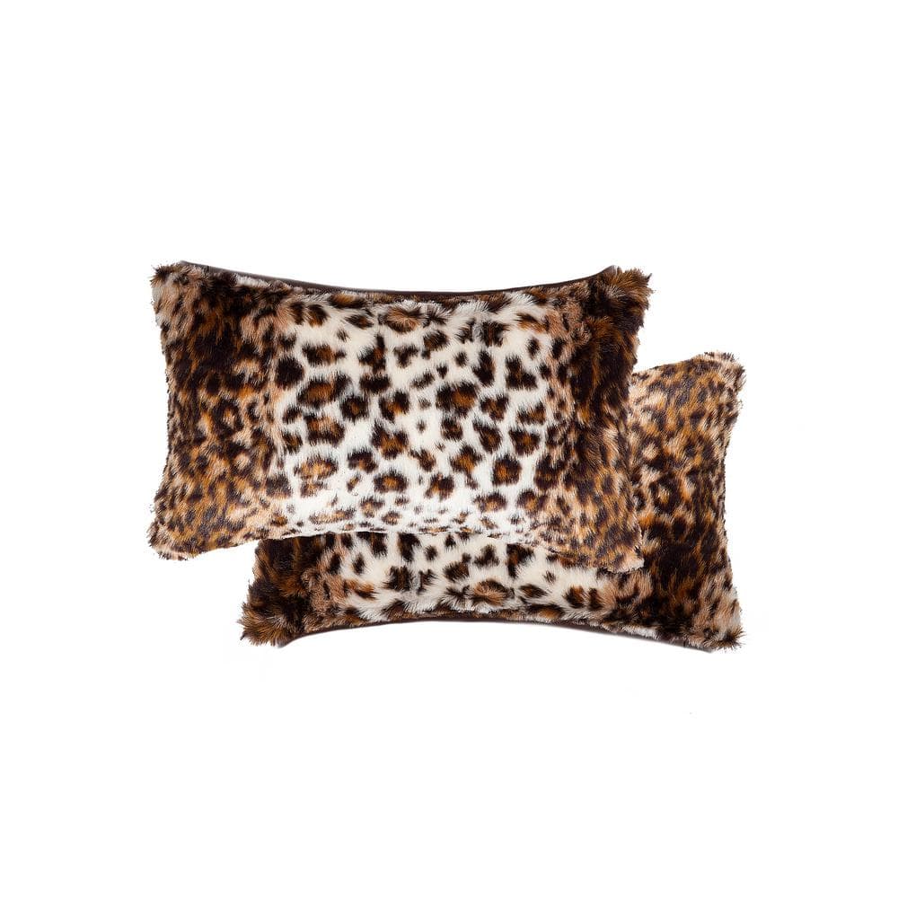 Luxe Faux Fur 12 in. x 20 in. Belton Georgetown Lynx Faux Fur Pillow (Set  of 2) 676685048660