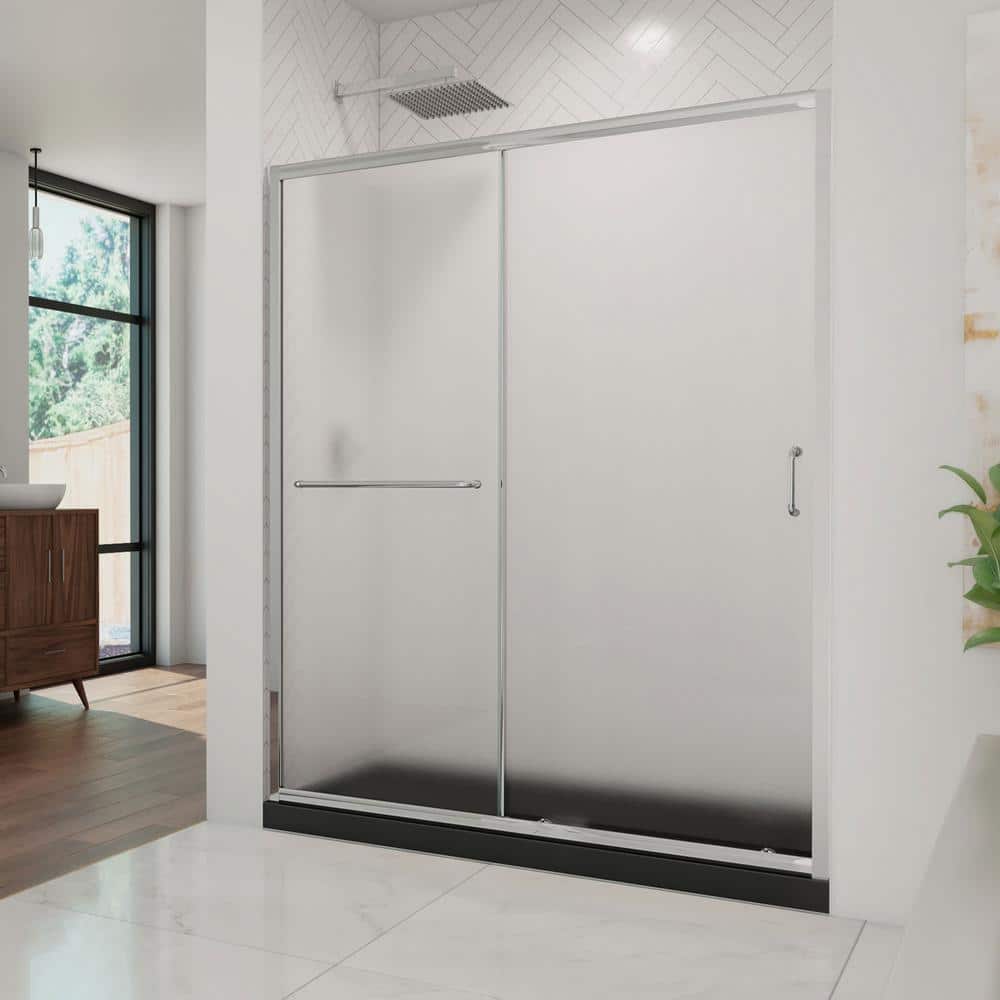Infinity-Z 60" x 30" Brushed Nickel Frameless Sliding Shower Kit
