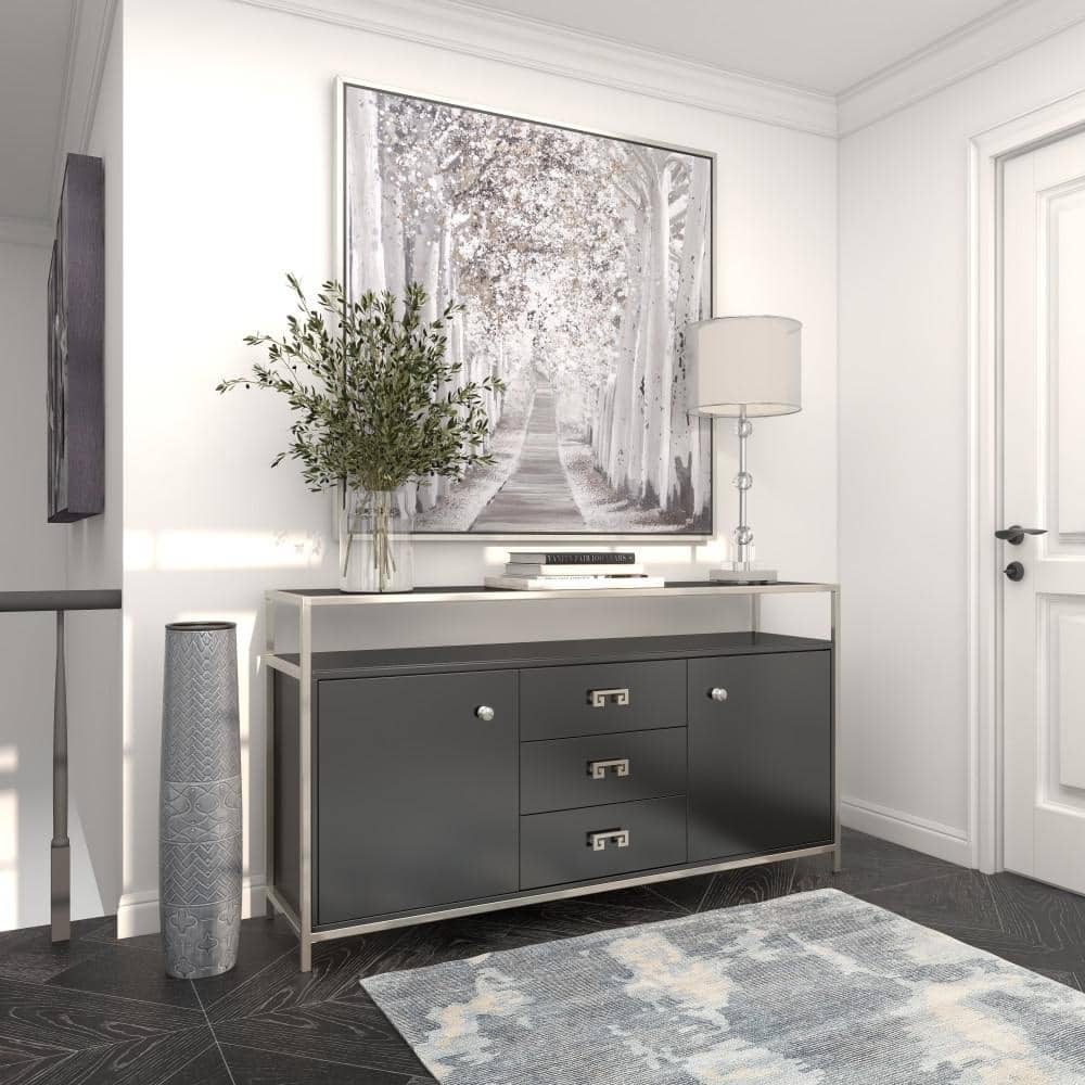 Elegant 30" Metallic Gray Ceramic Floor Vase with Modern Textures