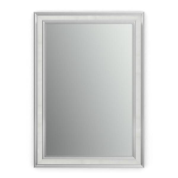 Delta 29 in. W x 41 in. H (M3) Framed Rectangular Standard Glass Bathroom Vanity Mirror in Chrome and Linen