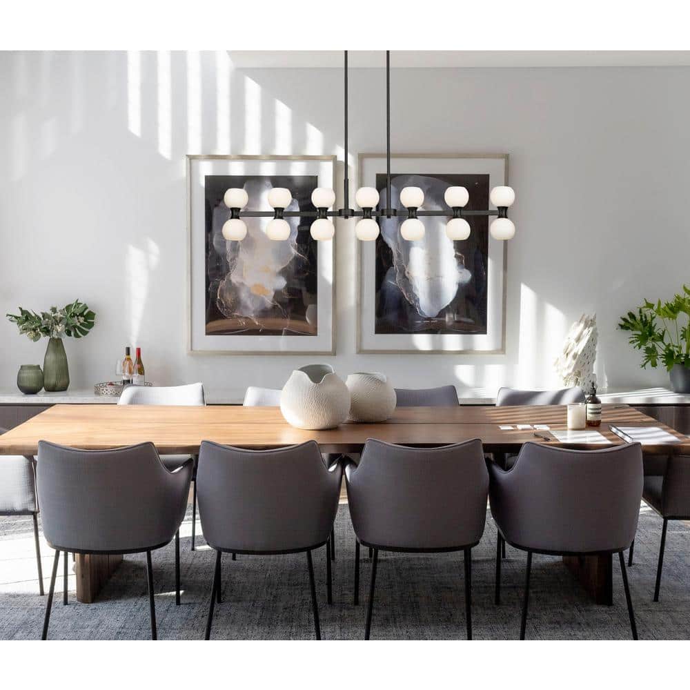 Artemis Matte Black 14-Light Linear Steel Chandelier