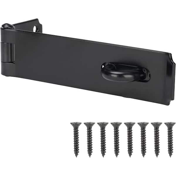 Heavy Duty Door Hasp Latch 7-3/4 Extra Thick Steel Safety Gate Lock Black Finish Durable Rust-Resistant Clasp