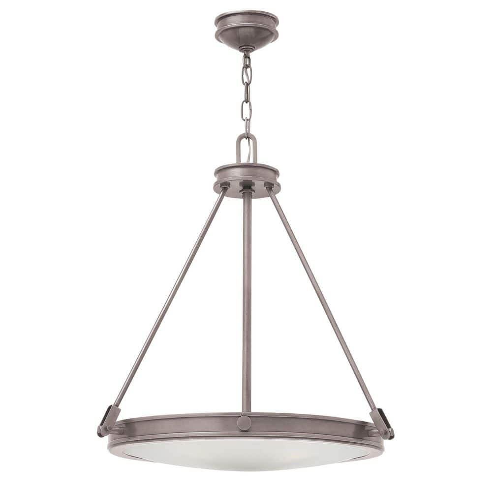 Mini Etched Opal 4-Light LED Pendant in Antique Nickel
