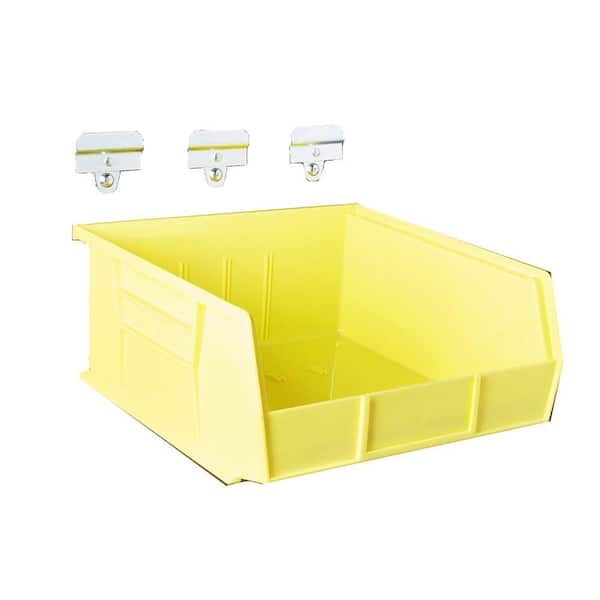 Triton Products&reg; LocBin 10-7/8"L x 11"W x 5"H Yellow Polypropylene Hanging Bin & BinClip Kits, 6ct