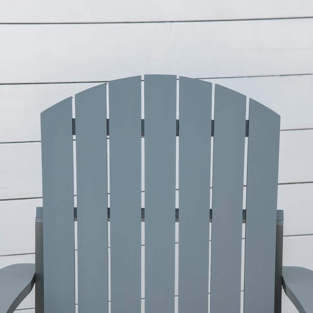 Gray Wooden Adirondack Armchair with Cup Holder